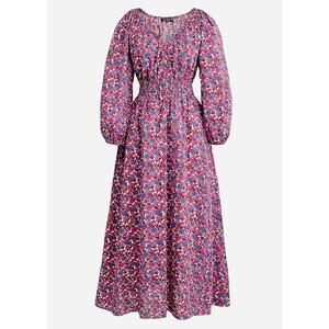 NWT J.Crew V-neck Midi Dress in Berry Floral Sz Small Style BR441 Poplin Cotton